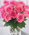 Dozen Medium Pink Roses in Vase - FedEx Dozen Medium Pink Roses in Vase - FedEx