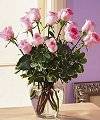 One Dozen Pink Roses
